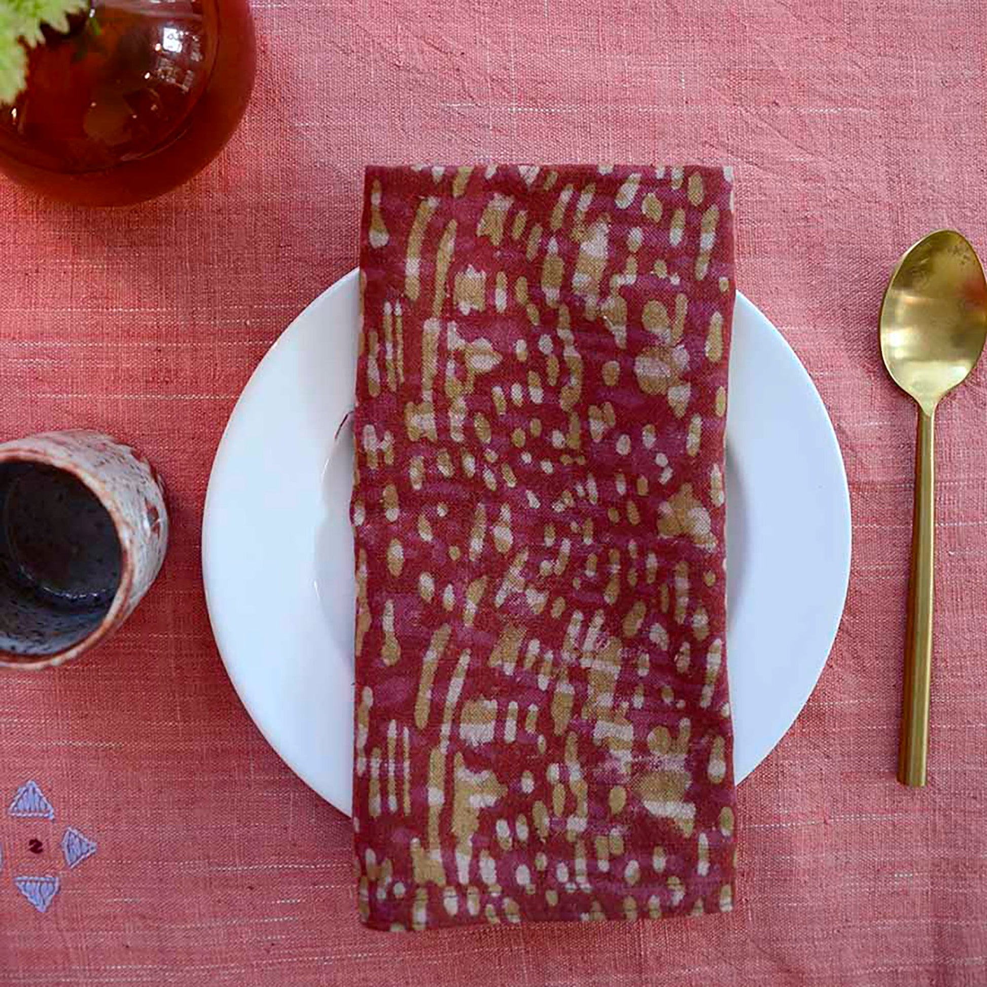 Rustic Handmade Cotton Napkins (Set of 4) - Barkha Orange