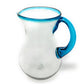 Hand Blown Glass Pitcher – Aqua Rim and Handle