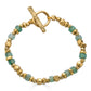 Green Strawberry Quartz and Gold Bead Bracelet