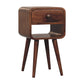 Solid Wood Mini Honey Caramel Curved Bedside Table
