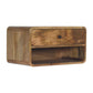 Solid Wood Large Floating Curve Open Slot Bedside Table