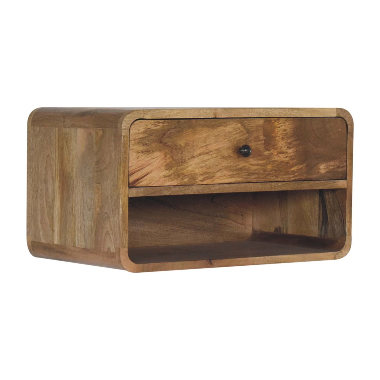 Solid Wood Large Floating Curve Open Slot Bedside Table