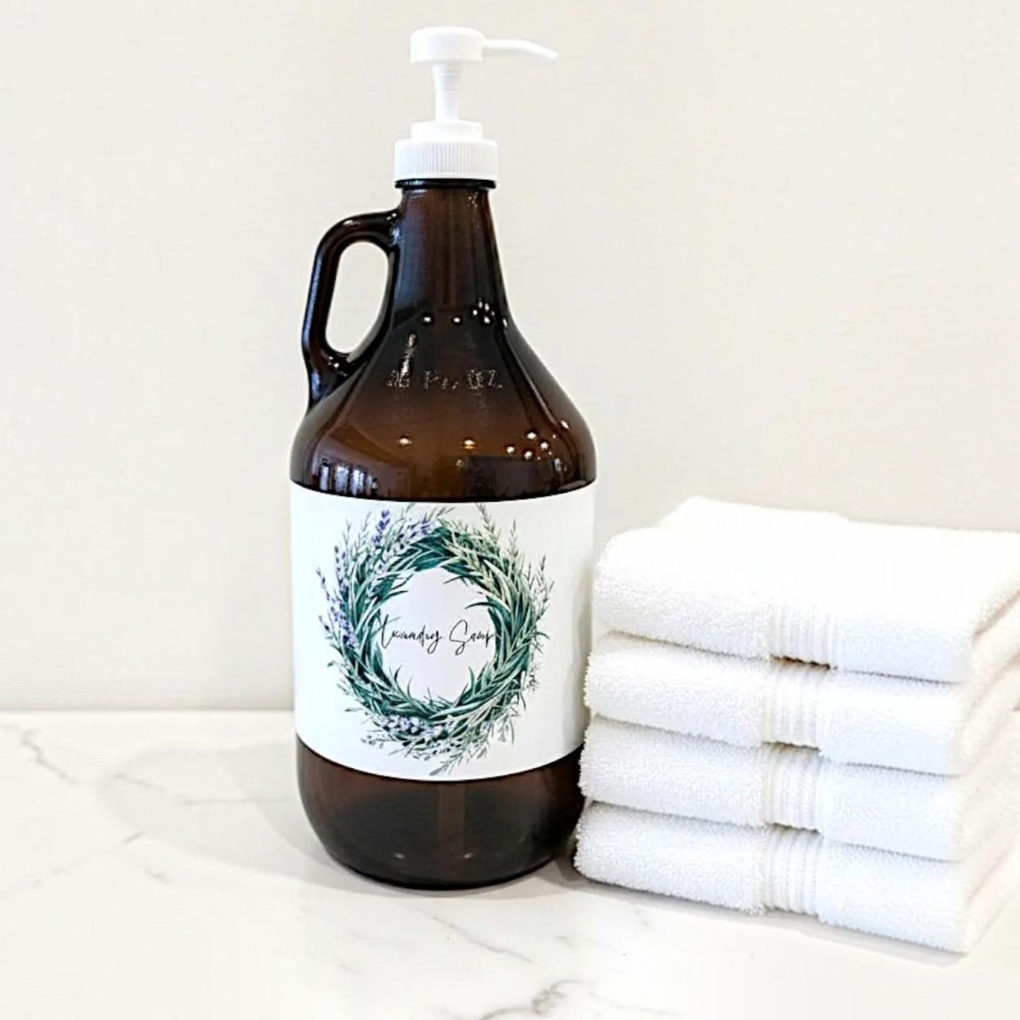 Natural Laundry Detergent Refill Kit | Glass  Laundry Room Container & Compostable Refill Pouch