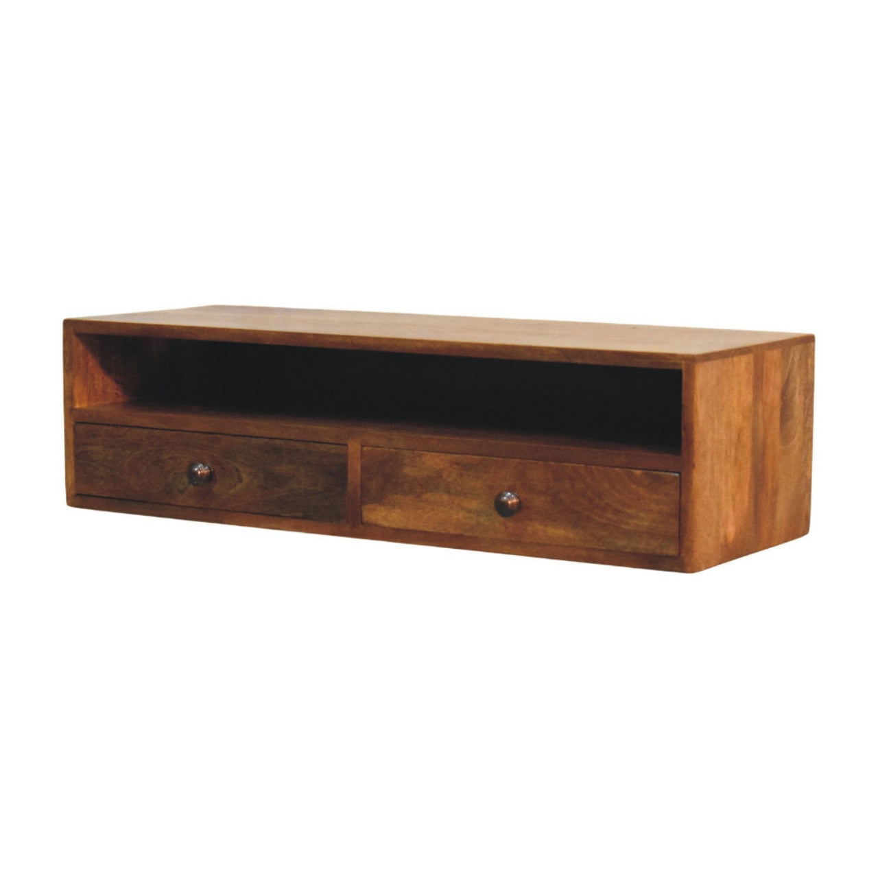 Solid Wood Amber Open Media Unit