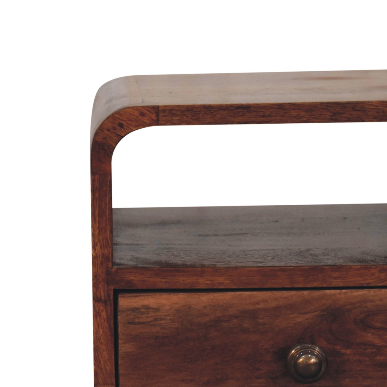 Solid Wood Mini Honey Caramel Curved Nightstand