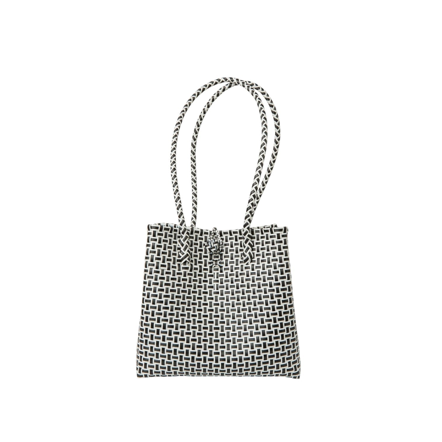 Midi Ella Handwoven Tote · Checker Recycled Plastic
