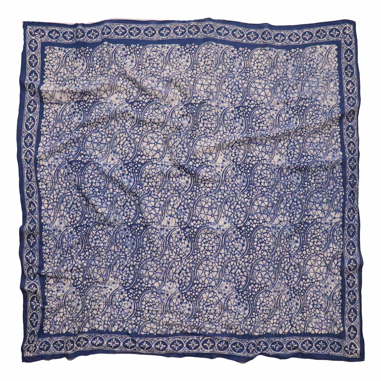 Large 39" Hand Dyed Batik Bandana - Soft Lightweight Cotton, Blue Stone