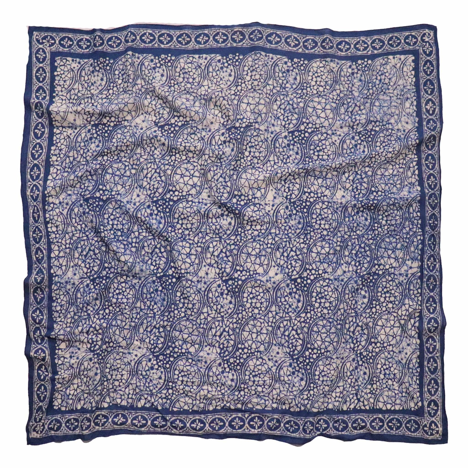 Large 39" Hand Dyed Batik Bandana - Soft Lightweight Cotton, Blue Stone