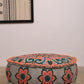 Mandala Pouf with Pompoms | 24x24x8" | Grey | Cotton Fabric