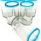 Aqua Rim Drinking Glasses - Set of 6