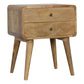 Solid Wood Curved Bedside, 2 Drawers