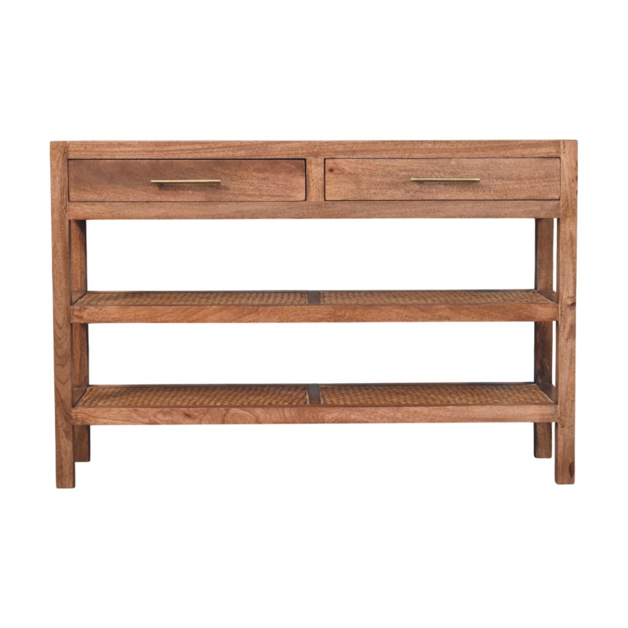 Solid Wood Woven Tier Console