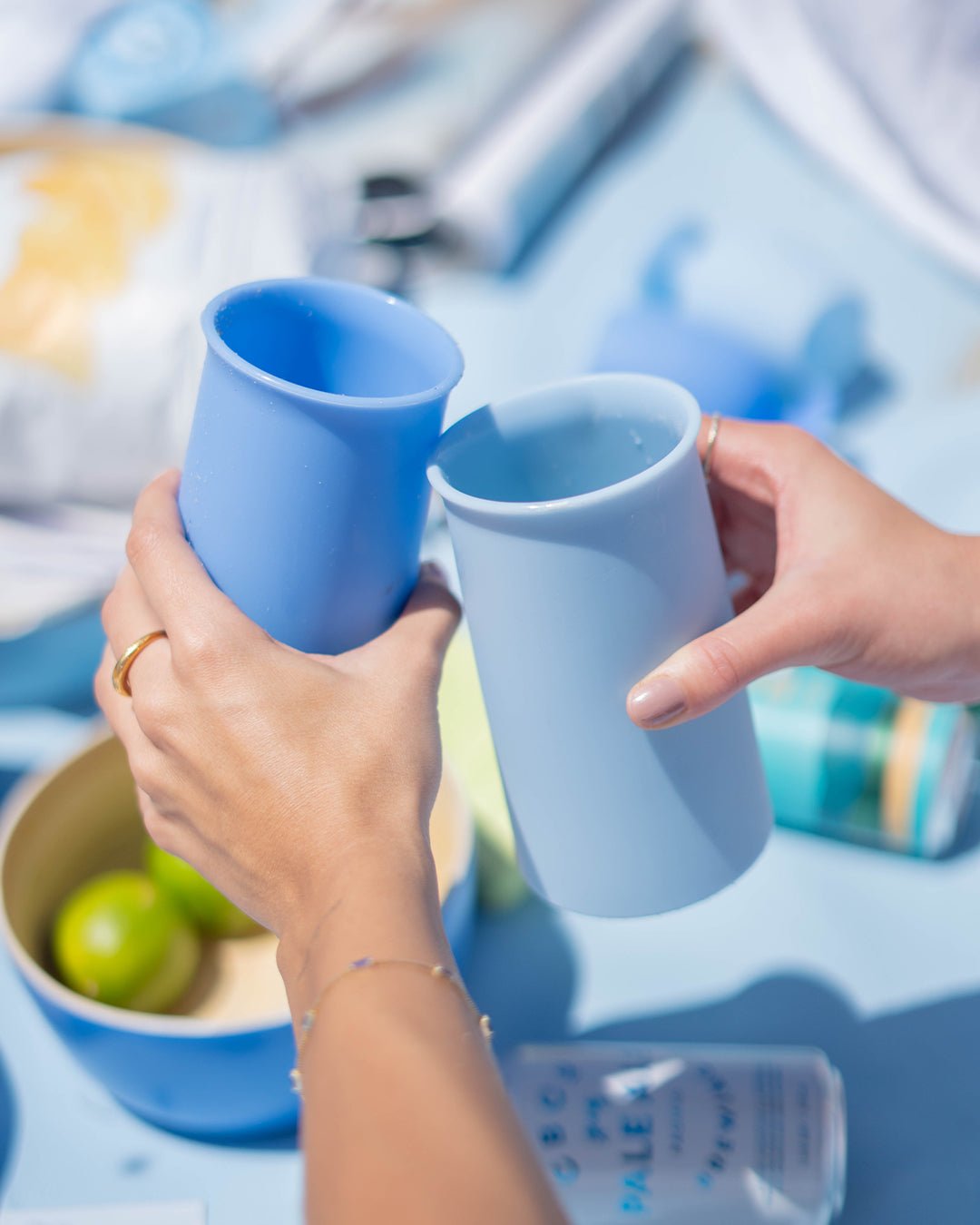 sky + kingfisher | stegg | silicone unbreakable highball glasses