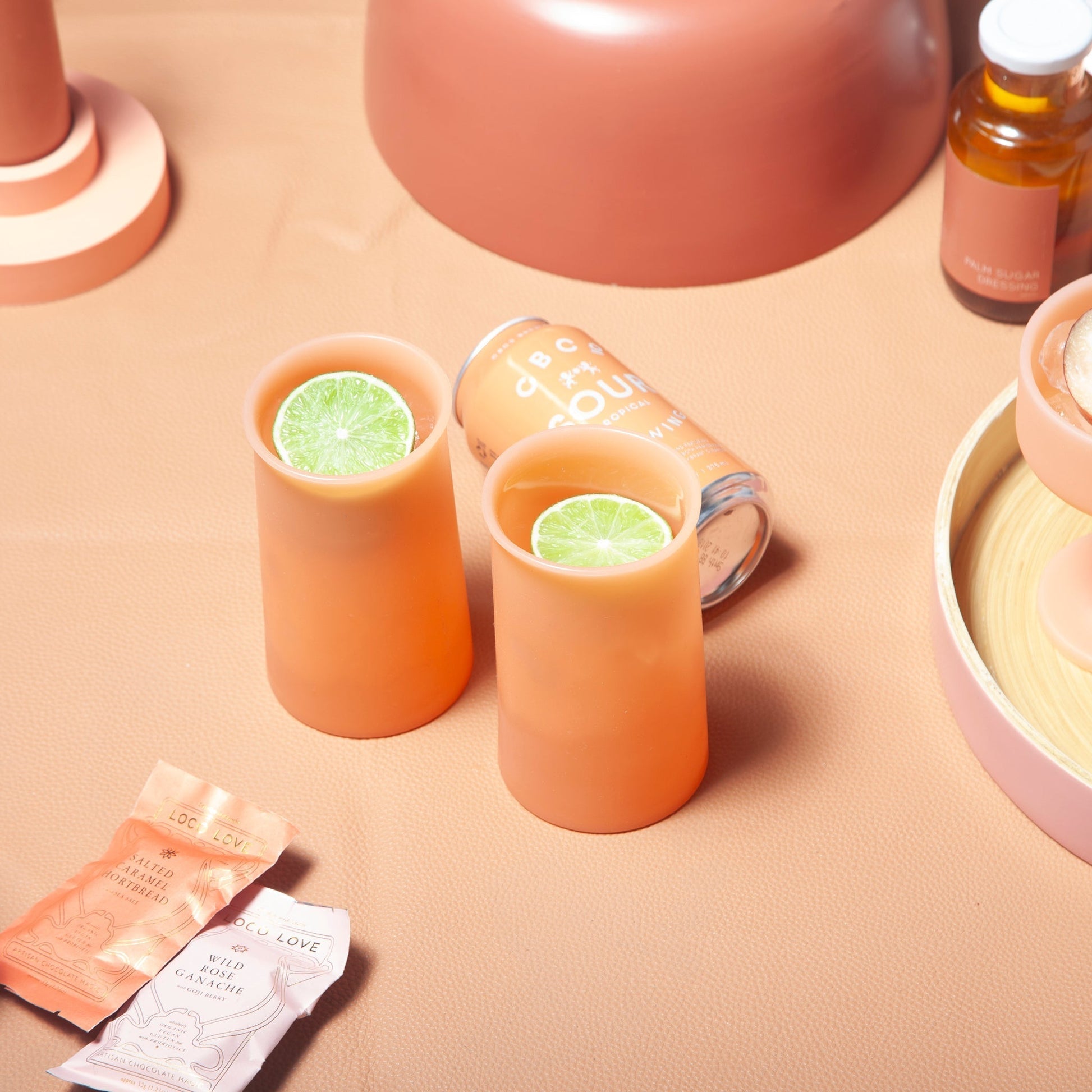 terra + peach | stegg | silicone unbreakable highball glasses