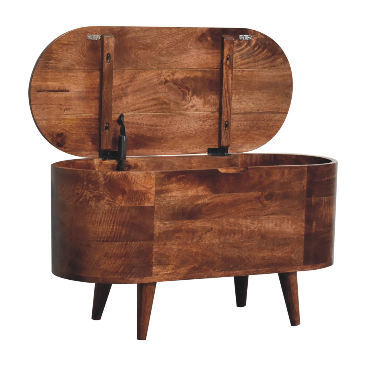 Solid Wood Honey Caramel Rounded Lid-Up Blanket Box