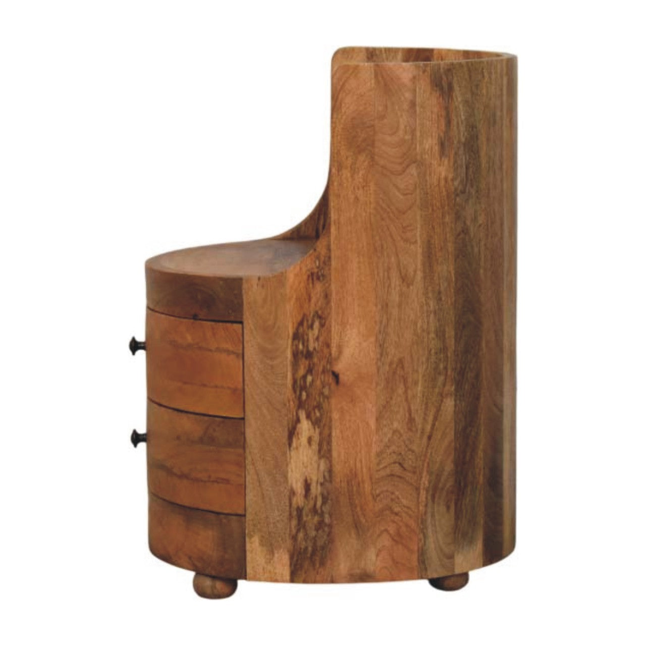 Solid Wood Curved Bedside with Marble Top