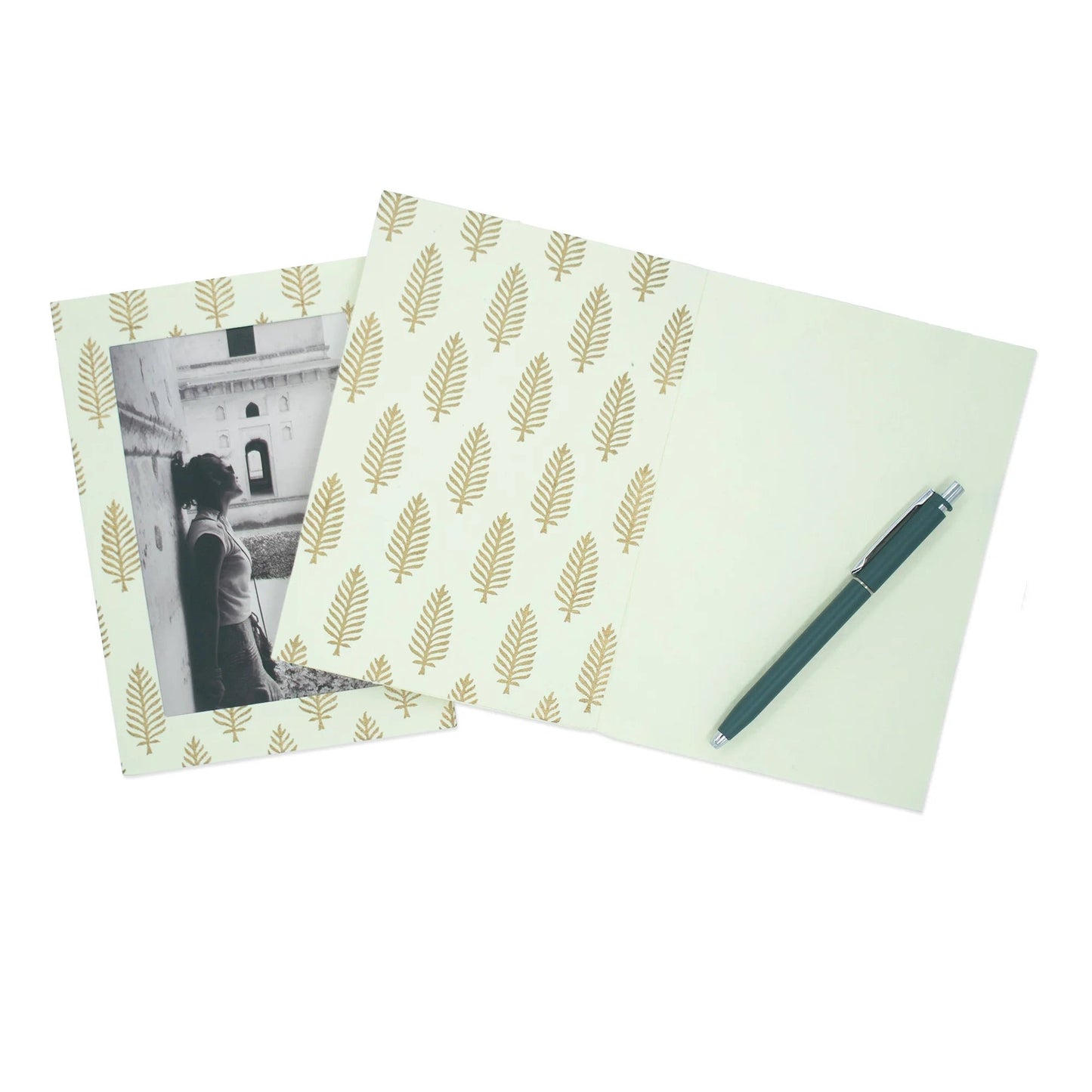 Handmade Photo Note Cards | Upcycled Tree-Free Paper | GOLDEN LEAF | Fair Trade | Set of 8
