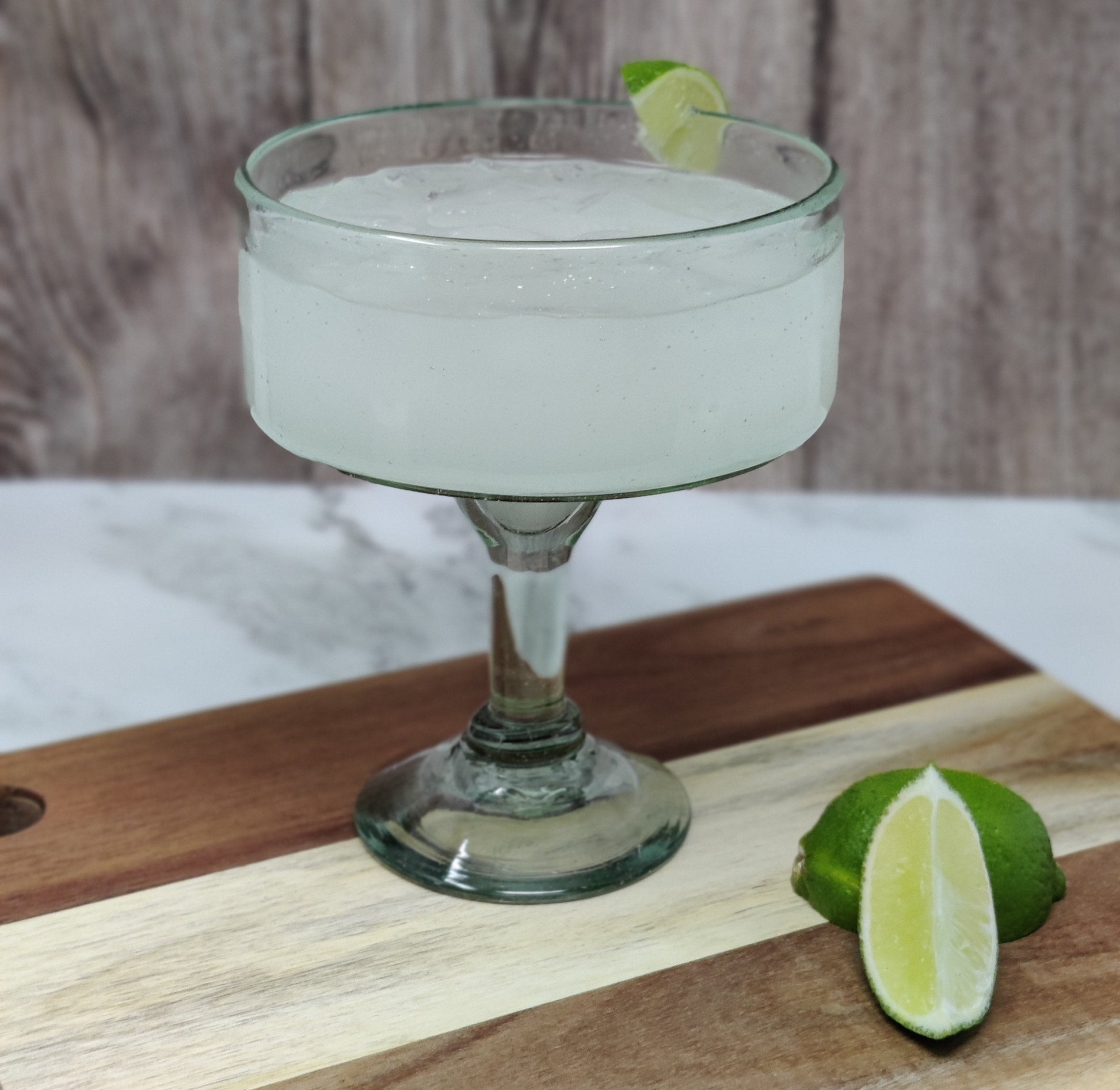 Set of 4 Natural Clear Hand Blown Margarita Glasses