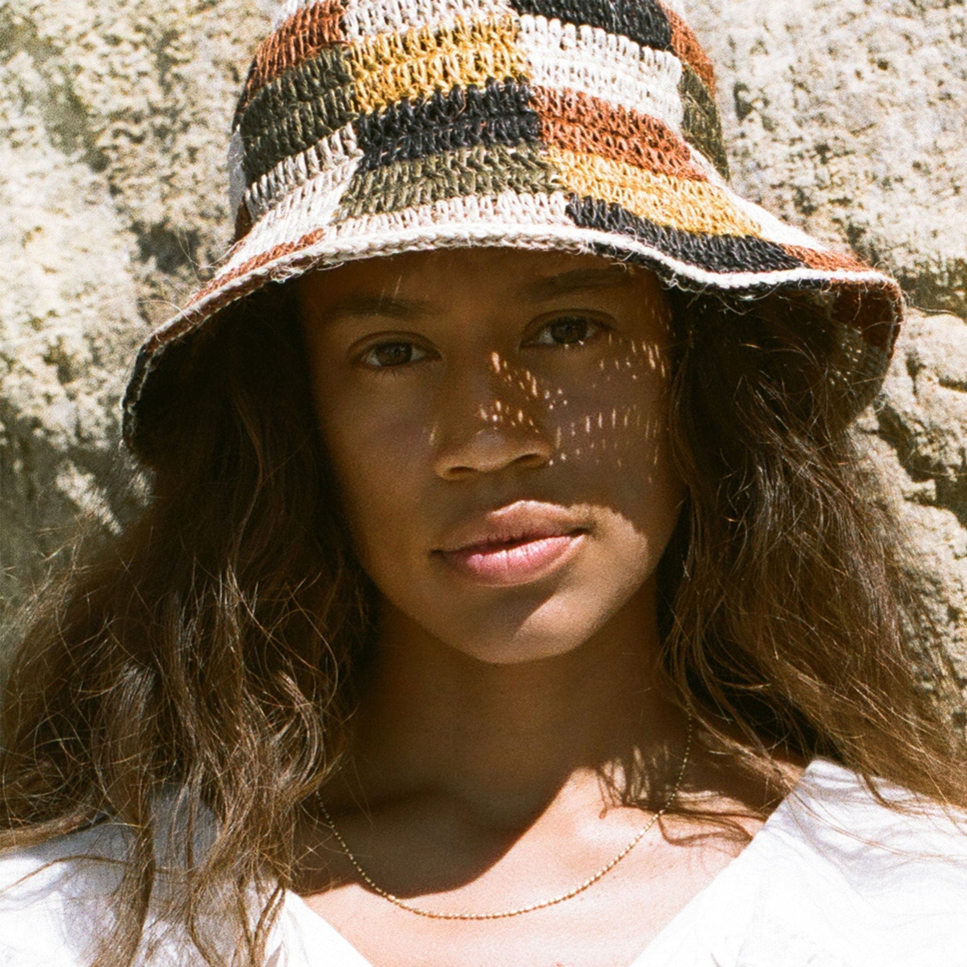 [WS] Fall Bucket Hat - Crocheted Multicolor Checkered