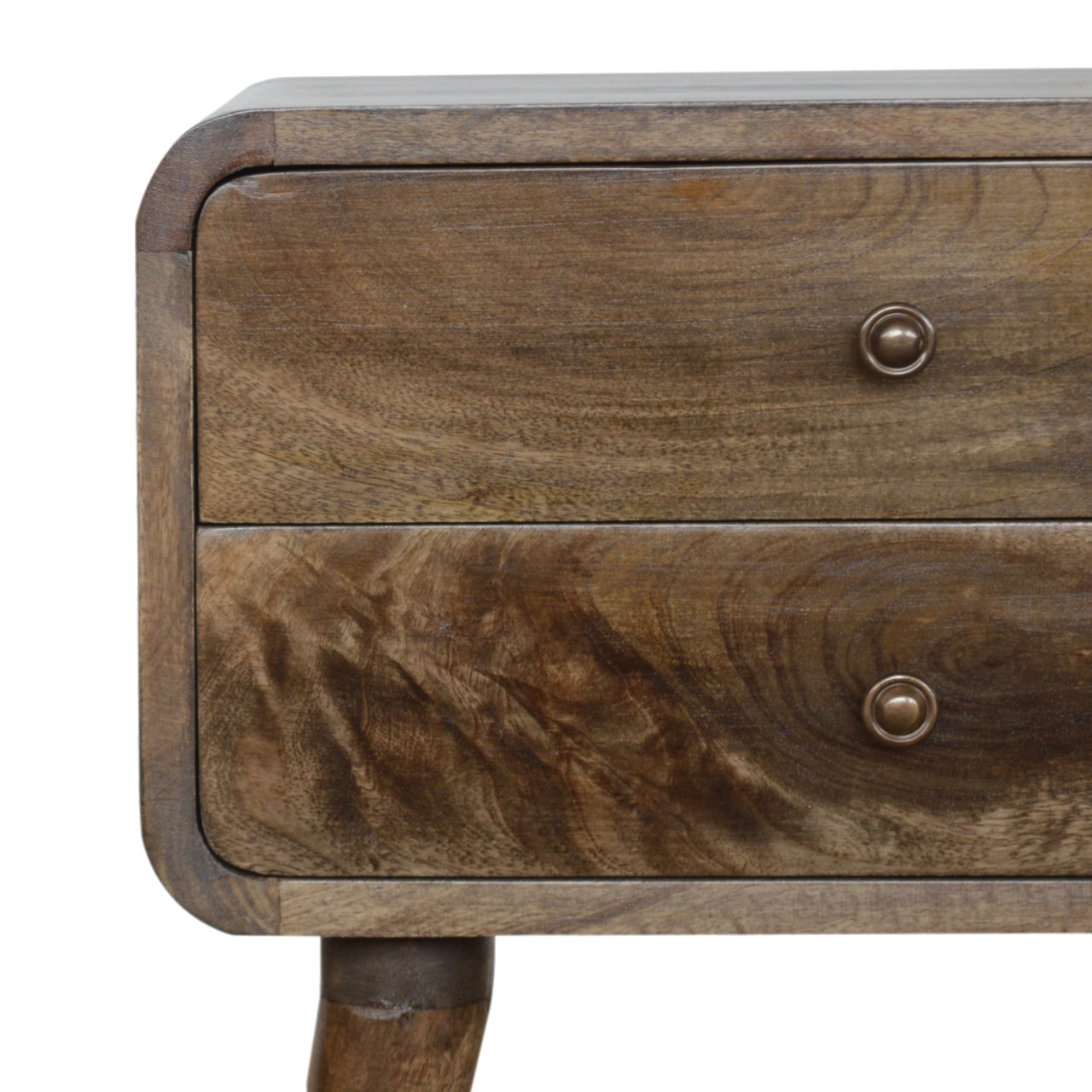 Curved Classic Grey Washed Nightstand