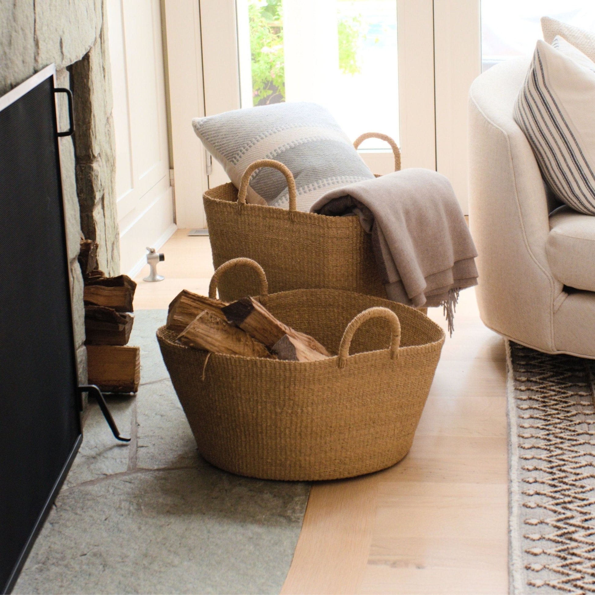 Large Round Woven Basket - Modern Baskets | LIKHÂ