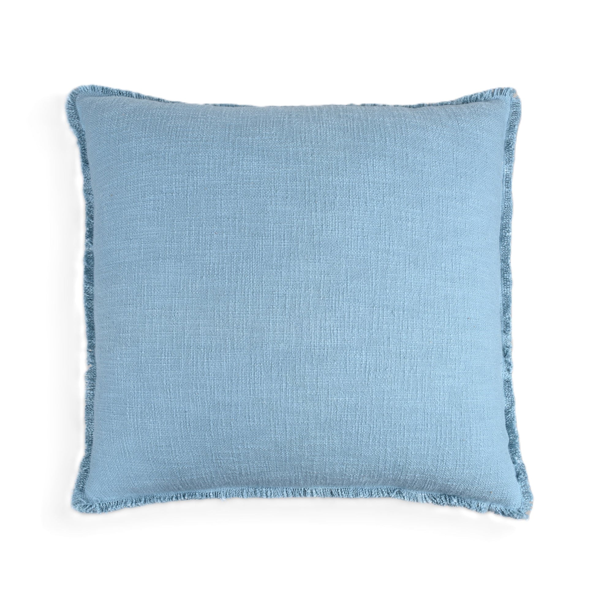 Organic Chic washed textured cotton solid pillow cover with frayed edges