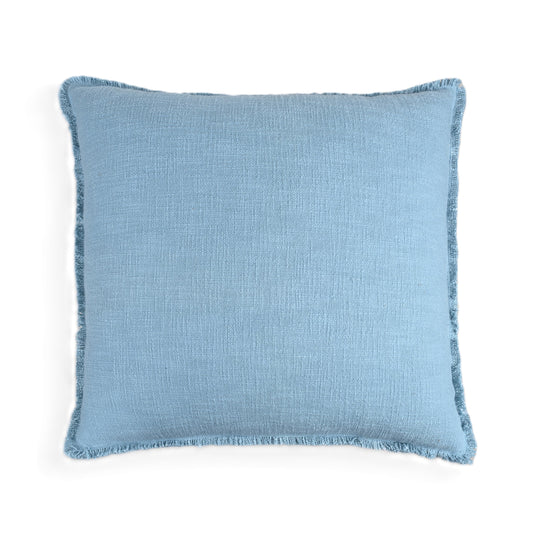 Organic Chic washed textured cotton solid pillow cover with frayed edges
