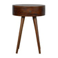 Solid Wood Nordic Chestnut Circular Nightstand