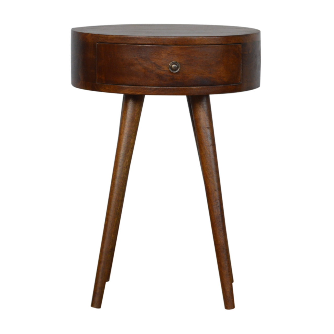 Solid Wood Nordic Chestnut Circular Nightstand