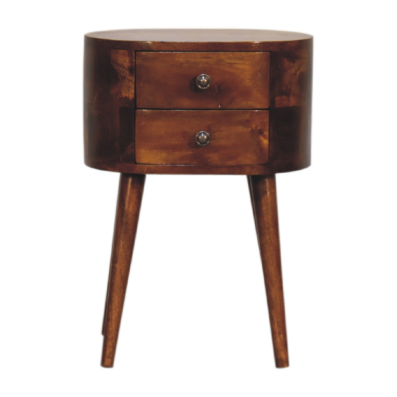 Solid Wood Mini Chestnut Rounded Nightstand