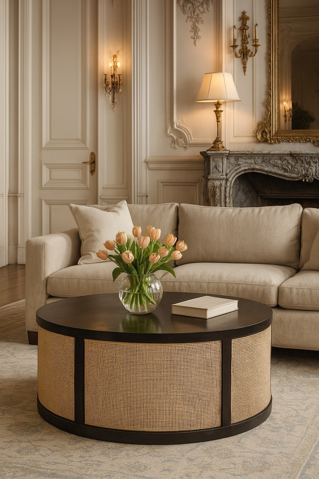 Solid Wood Monaco Round Rattan Centerpiece
