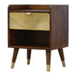 Solid Wood Manila Gold Nightstand, 1 Drawer, 1 Open Slot, Dark Brown