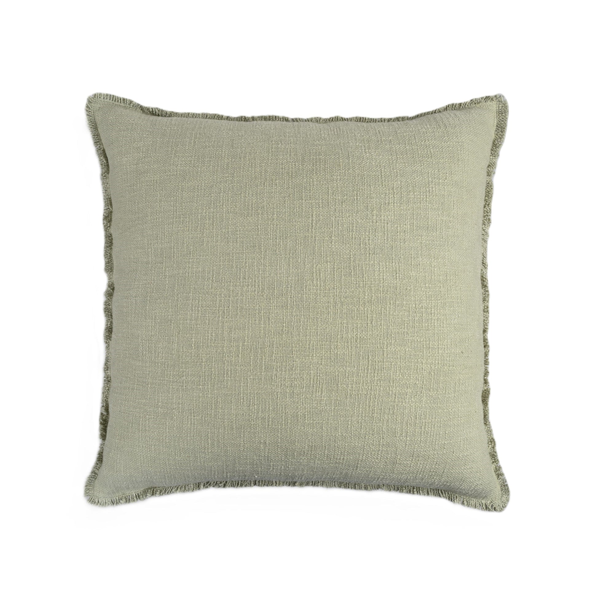 Organic Chic washed textured cotton solid pillow cover with frayed edges