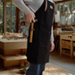 Waxed Canvas Work Apron with Leather Straps & Utility Pockets
