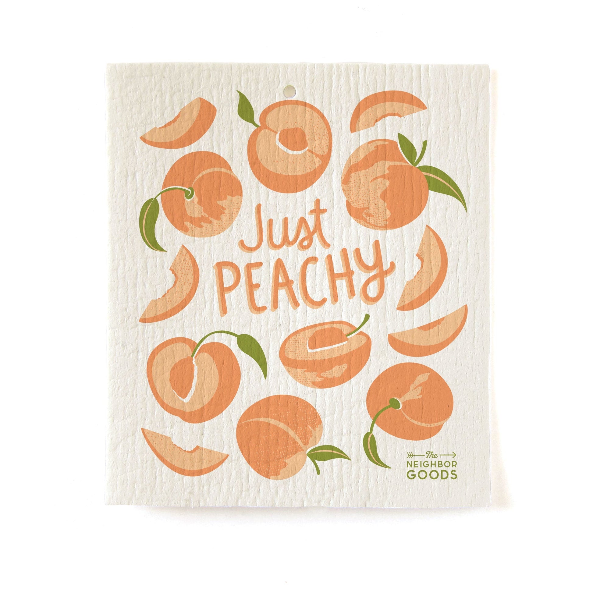 Peach Dish Towel + Sponge Cloth Gift Set