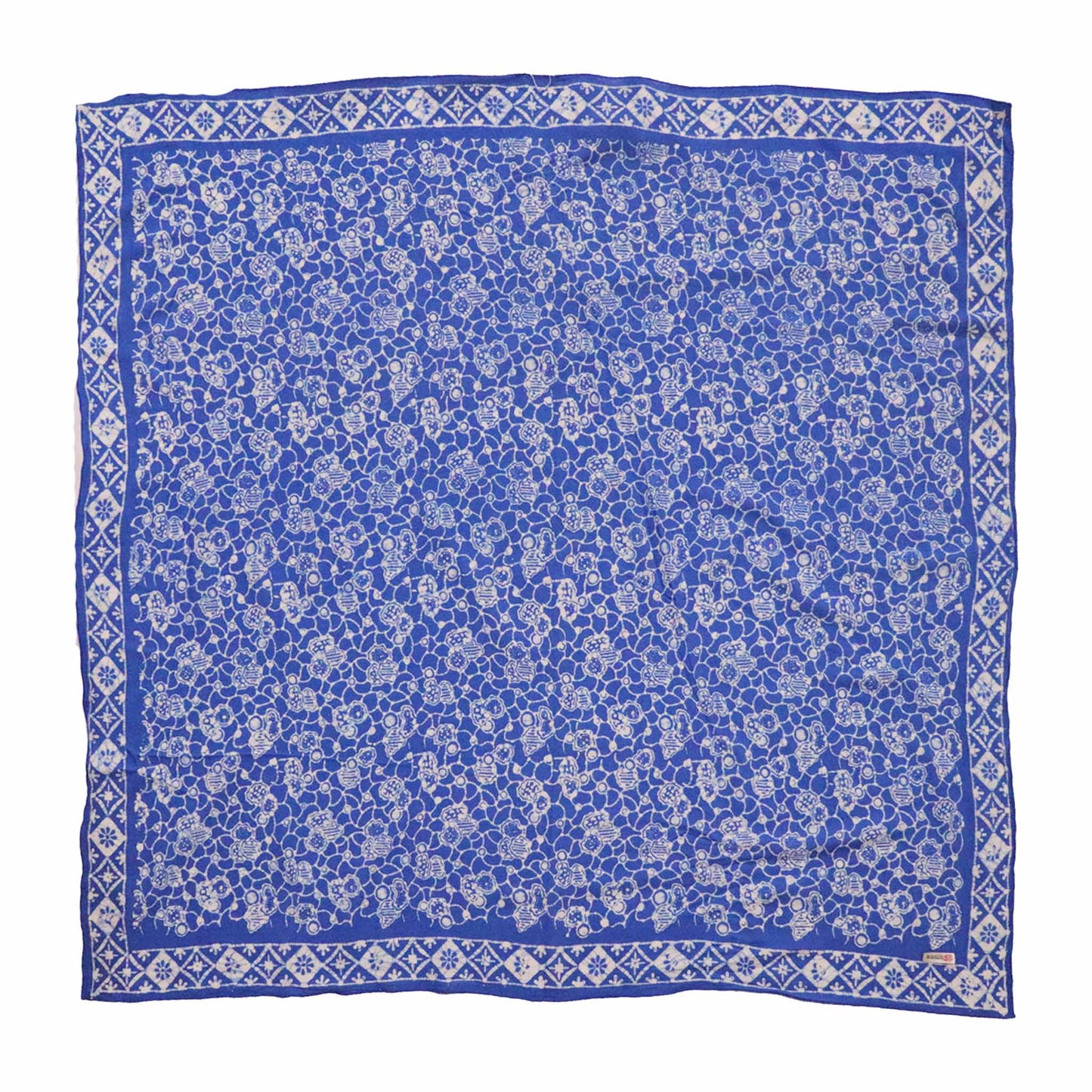 Large 39" Hand Dyed Batik Bandana, 100% Soft Cotton, Boulder, Blue