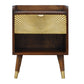 Solid Wood Manila Gold Nightstand, 1 Drawer, 1 Open Slot, Dark Brown