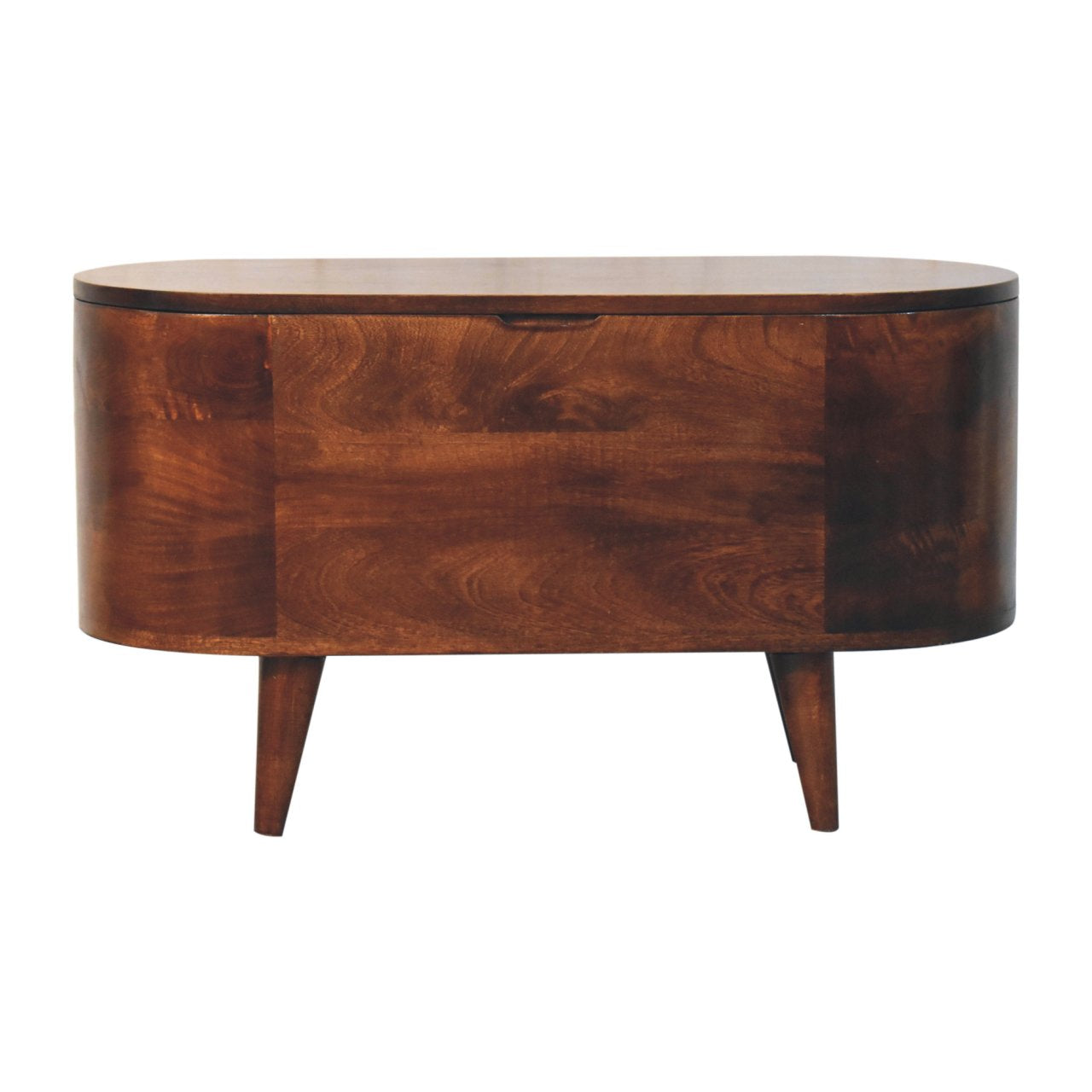 Solid Wood California Walnut Rounded Lid-Up Blanket Box