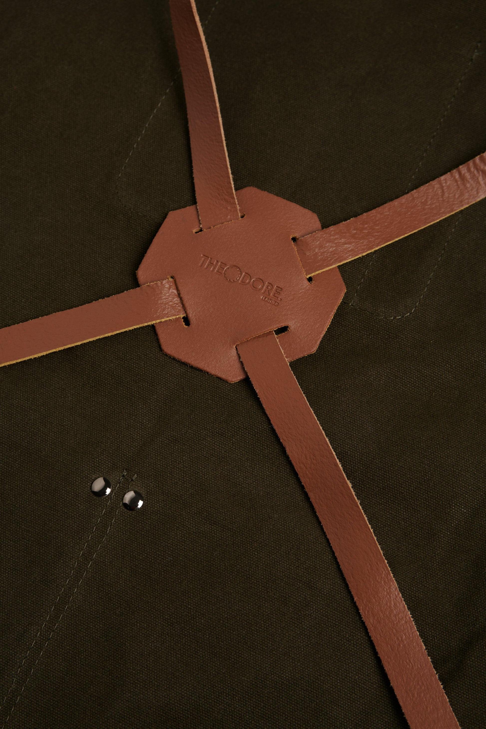 Waxed Canvas Work Apron with Leather Straps & Utility Pockets