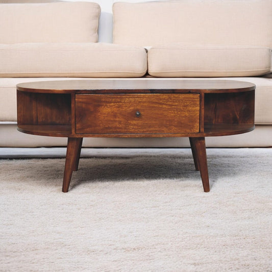 Solid Wood Oval Coffee Table