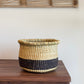 Handwoven Natural and Black Planter Basket