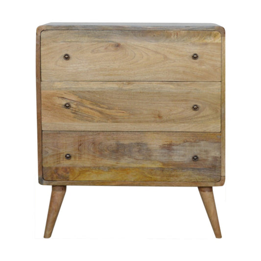 Curved Oak-ish Chest, 3-Drawers