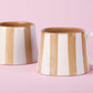 Ceramic Brown Stripe  Coffee cup - 3.5 x 2.5 Inches ( Set of 2 )