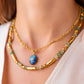 Labradorite and Blue Topaz Inlay Necklace