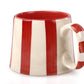 Ceramic Red Stripe  Coffee cup - 3.5 x 2.5 Inches ( Set of 2 )