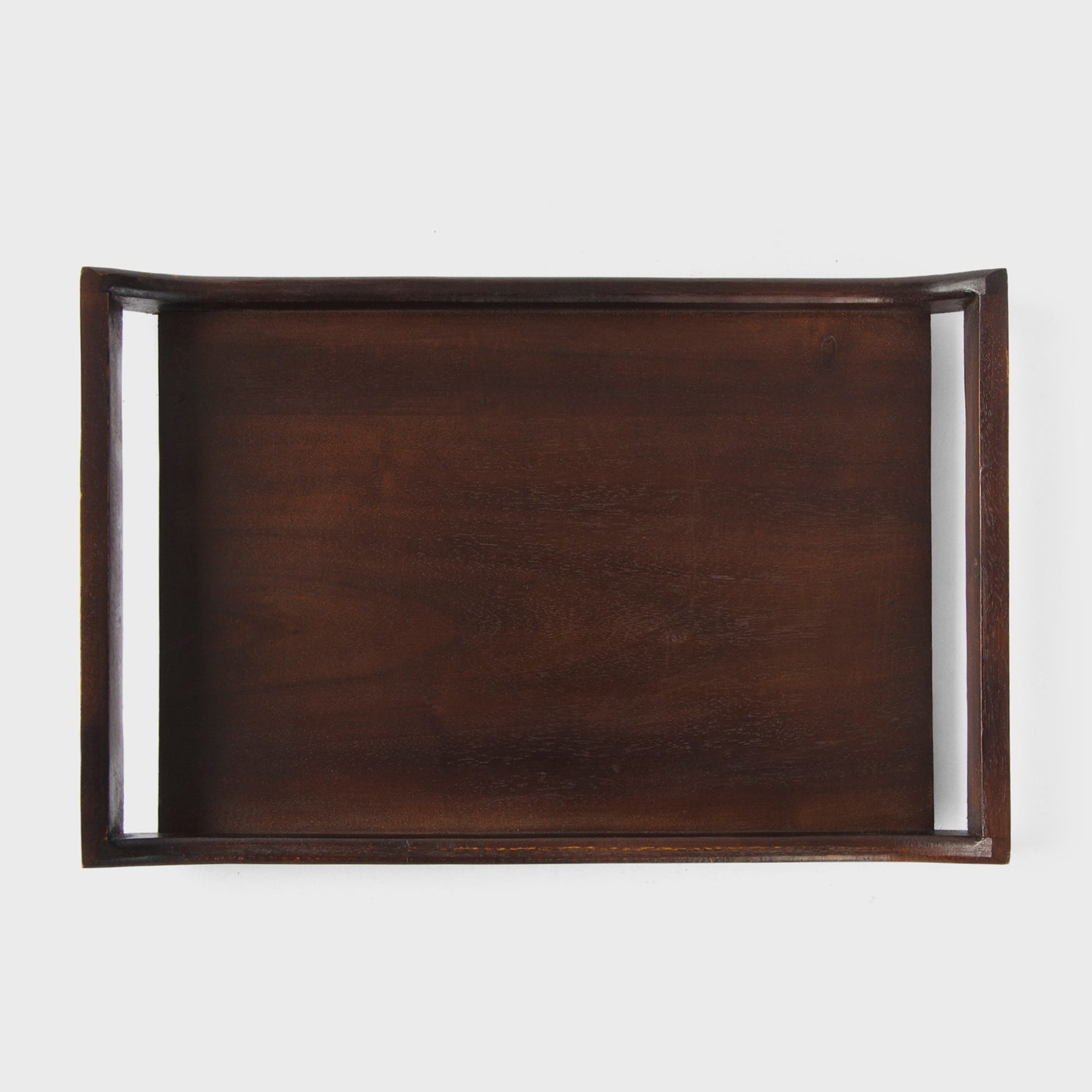 Acacia Wood Serving Tray Set of 2 in Urban Walnut Finish