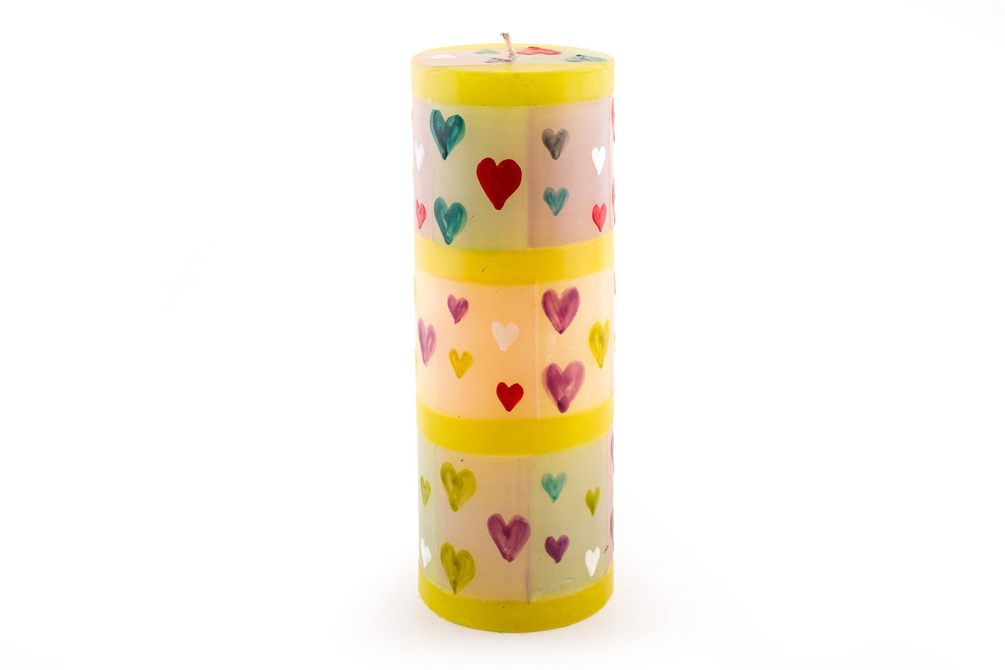 Pastel Hearts Painted Candles
