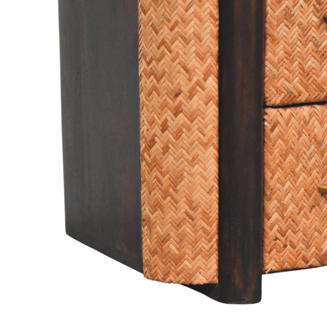 Solid Wood Rattan Curve Edge Nightstand