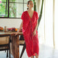 Madella Hand Dyed Kaftan Dress in Tomato