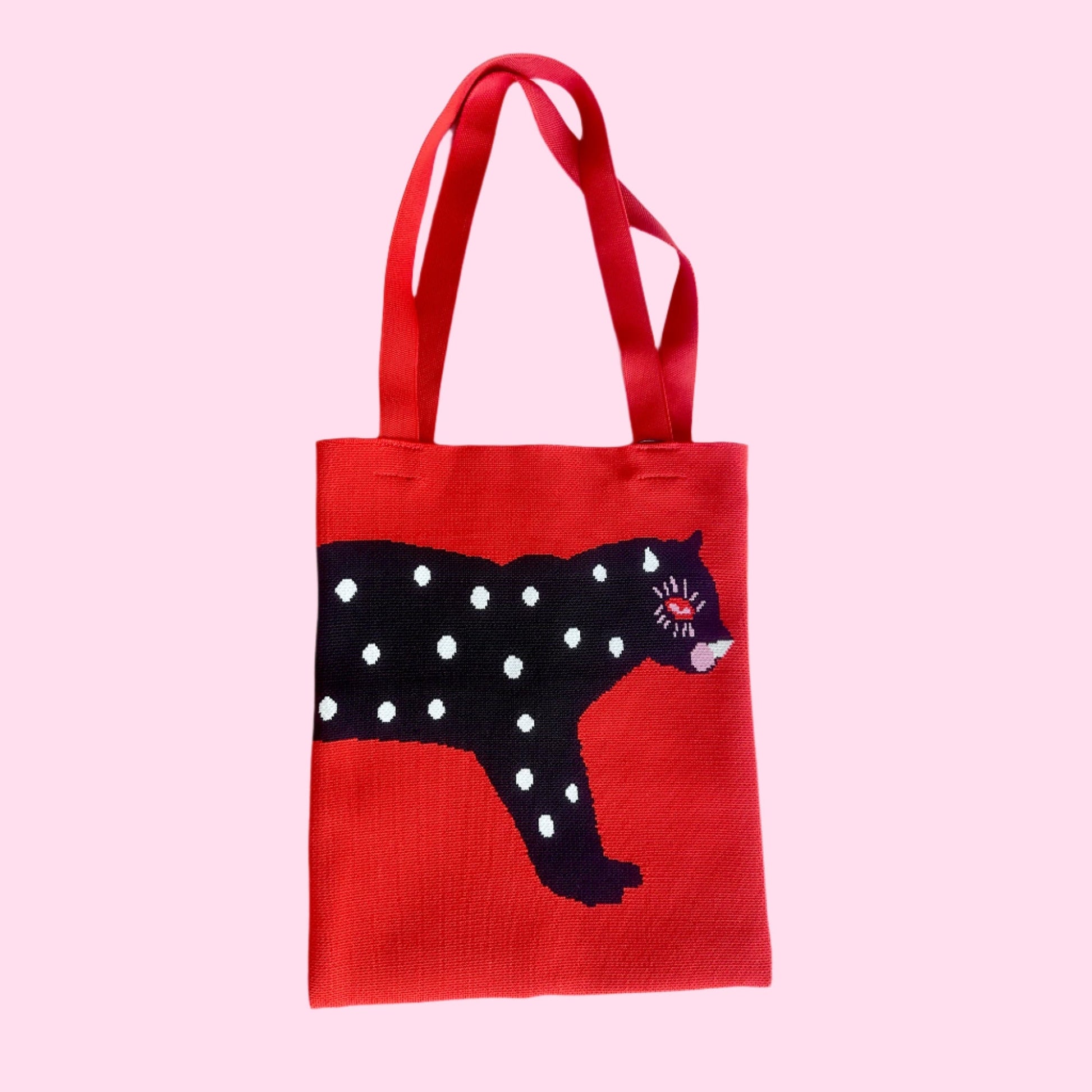 Polka Cat Knit Tote Bag